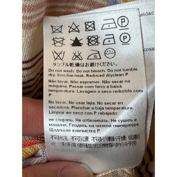 Escada Sport Ivory Multi Stripes Short Sleeve Knit Top Women's Size XL - Picture 5 of 7